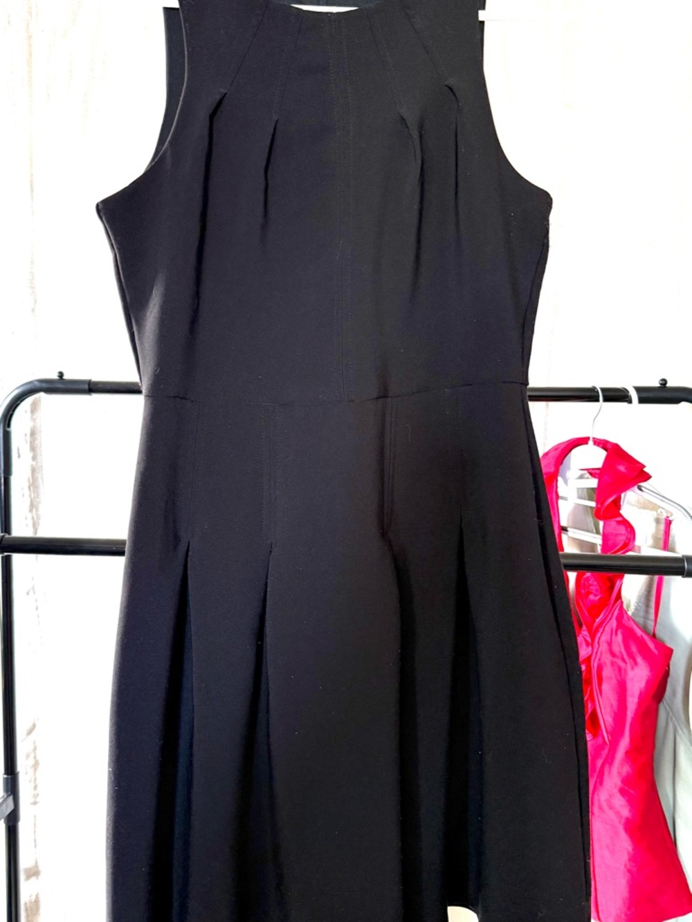 Monteau Black Sleeveless Pleated Skater Dress